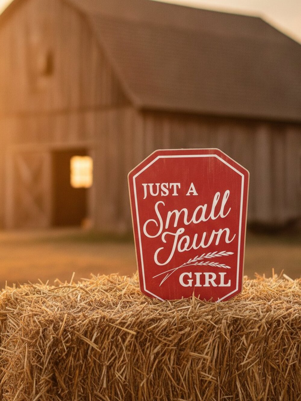 🚜🍒 Red Rustic Wall Sign - Just a Small Town Girl